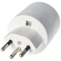 Switzerland adapter white from Schuko coupling to Swiss plug 230 volts with earth conductor and 10A