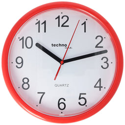 WT 600 - classic, analog wall clock with plastic frame in red from Technoline