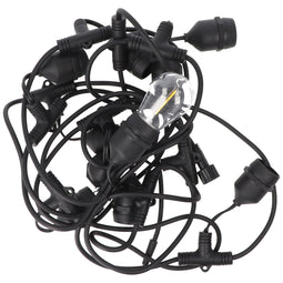 Velamp CASSIOPEA: IP44 solar powered light chain, 10 meters, 10 transparent bulbs, black cable