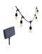 Velamp CASSIOPEA: IP44 solar powered light chain, 10 meters, 10 transparent bulbs, black cable