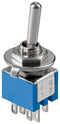 Goobay toggle switch miniature, 2x UM, 6 pins, blue housing - ideal for DIY or model making