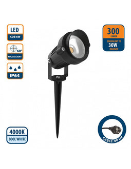 Velamp PRINCE: 6W LED spotlight for IP64 outdoor with cable and stake