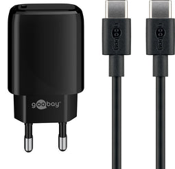 Goobay USB-C™ PD charging set 20W - USB-C™ power supply 20W including USB-C™ cable 1m (black)
