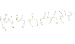 Goobay 10 LED silver wire fairy lights "Snowflakes" - with timer function, warm white (3000 K), batt