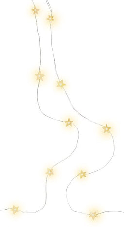 Goobay 20 LED silver wire fairy lights "Stars" - with timer function, warm white (3000 K), battery-o