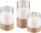 Goobay set of 3 LED real wax candles in glass, white - with pendulum wick and timer, battery-operate