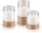 Goobay set of 3 LED real wax candles in glass, white - with pendulum wick and timer, battery-operate
