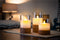 Goobay set of 3 LED real wax candles in glass, white - with pendulum wick and timer, battery-operate