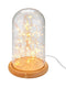 Goobay glass bell with LED micro light chain - with wooden base, USB cable 115 cm, light chain 5 m w