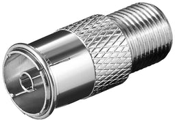 Goobay F-Adapter: F-socket > coaxial socket - adapter plug made of a copper-zinc mixture
