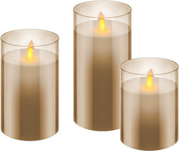 Goobay set of 3 LED real wax candles in a glass - beautiful and safe lighting solution for many area