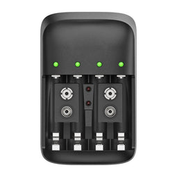 Plug fast charger with LED, with individual channel control for AA, AAA