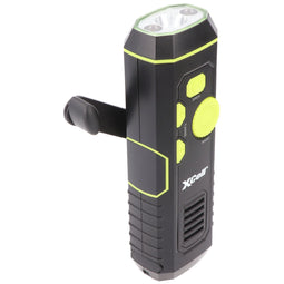 Dynamo flashlight with FM radio, alarm and power bank function, anti-blackout, rechargeable emergenc