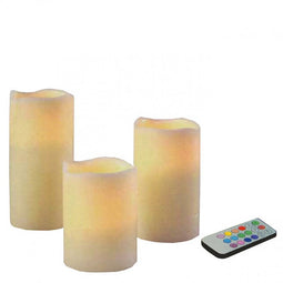 LED candle set with color change and remote control 3 pieces in a set