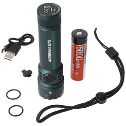 AceBeam E75 Quad Core LED flashlight blue, 6,500K, up to 4,500 lumens brightness, including 21700 50