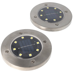 Set of 2 LED solar floor spotlights, stainless steel, waterproof IP44, including NiMH AA 2.3V 400mAh