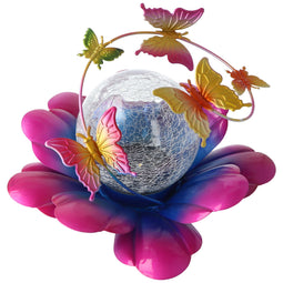 LED SOLAR flower light BUTTERFLY pink with battery and solar panel