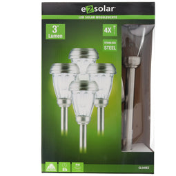 Set of 4 LED solar path lights with up to 3 lumens, stainless steel, with standard NiMH battery, GL0