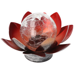 Lotus Flower Solar LED Garden Light Mini with a warm white LED, solar panel and battery