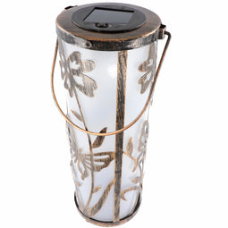 LED solar metal decoration table lamp with 5 warm white LEDs, including replaceable battery