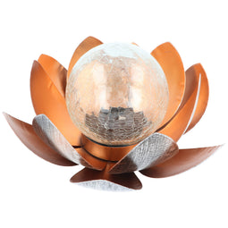Lotus flower solar LED garden light with color changing LED RGB, solar panel and battery