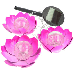 LED solar garden plug lotus flowers, set of 3