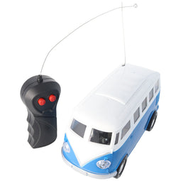 Retro Bus Bulli RC model on a scale of 1:24, color blue, including 5 AA Mignon batteries