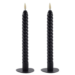 Mansion atmosphere - swirl led dinerkaarsen zwart 24,5cm - 2 stuks