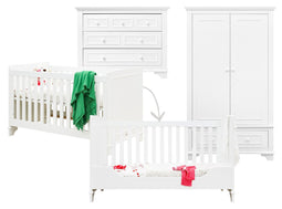 Charlotte 3 piece nursery furniture set with cot bed White