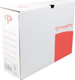 Pergamy archiefdoos, 10 x 25 x 33 cm (l x h x p), wit, automatische montage 10 stuks