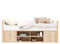 Compact bed 90x200 with storage unit Lucas White Natural