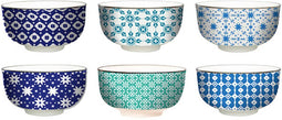 Cosy&Trendy Chloe Kommetje - Ø15 cm - 6 stuks - Blauw/Groen - Aardewerk - Vaatwasserbestendig