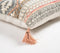 Block Printed & Embroidered Cotton Tasseled Cushion Cover