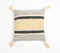 Block Printed Cotton Geometric-Tribal Tasseled Cushion Cover, 18 x 18 inches