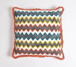 Chevron Block Printed & Embroidered Cushion Cover