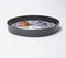 Chevron Floral Enamelled Metal Round Black Tray