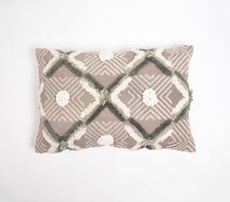 Embroidered Bisect Cotton Lumbar Cushion Cover