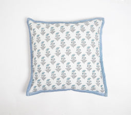 Floral Printed Cotton Cushion Cover with Piped Border, 18 x 18 inches