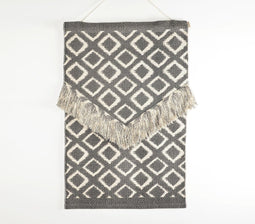 Geometric Print Cotton Fringed Patches Wall Hanging