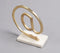 Gold-Toned Iron & White Marble Logogram Tabletop Decorative