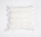 Hand Tufted Cotton Cushion Cover with Frayed tassels, 16 x 16 inches