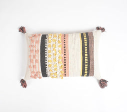 Handwoven & Tufted Striped Lumbar Cushion Cover
