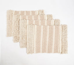 Handwoven Cotton Diamond Panel Placemats (Set of 4)