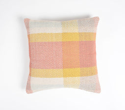 Handwoven Cotton Madras-Check Cushion Cover, 18 x 18 inches