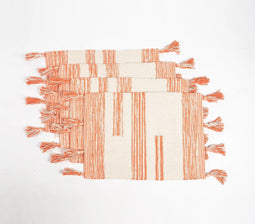 Handwoven Cotton Orange Colorblock Placemats (Set of 4)