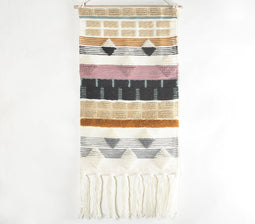 Handwoven Geometric Fringed Wall Hanging