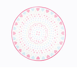 Hearts Printed Kids Round Rug