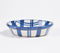 Indigo Plaid Ceramic Egg-Shaped Baking Dish