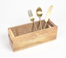 Raw Textured Mango Wood Cutlery Stand