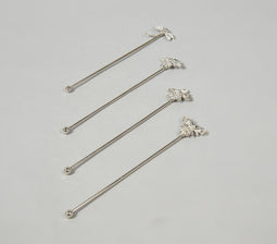 Rhinestone-Encrusted Stainless Steel Stirrers (Set of 4)
